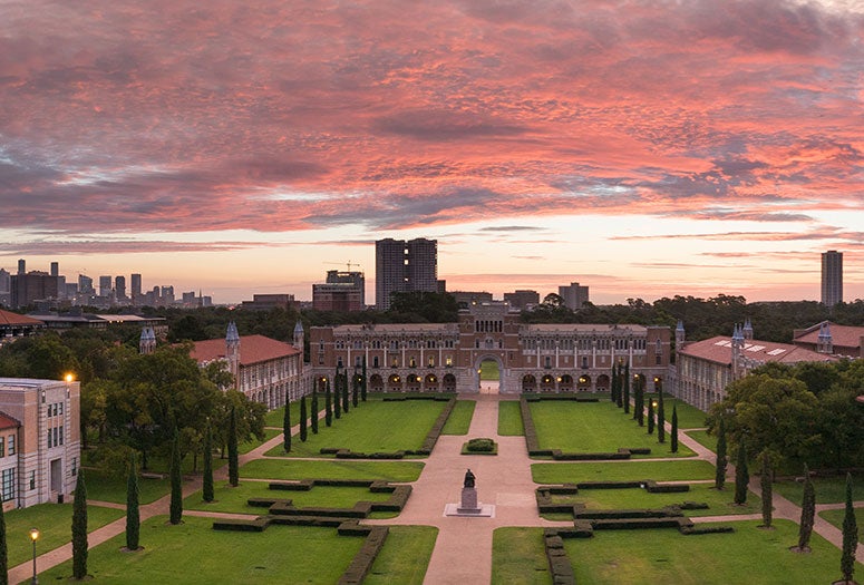 Birds eye of Rice campus